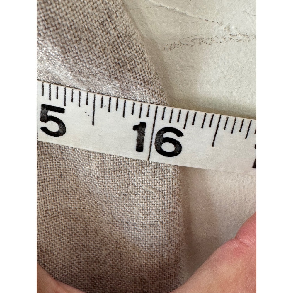 Vintage Midi Dress Size 5/6 Tan Linen Blend Button Front Tie Back Cottagecore - Picture 12 of 13
